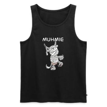 MUHmie I Kuh Mumie Wortspiel - Männer Premium Bio Tank Top - Schwarz - Vorne - Michal (187cm)