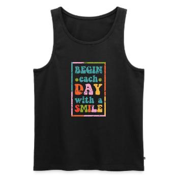 Motivierender T-Shirt Smile Day Grunge Effekt - Männer Premium Bio Tank Top - Schwarz - Vorne - Michal (187cm)