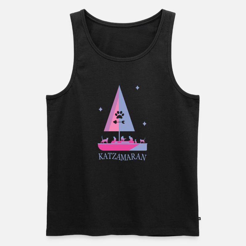 Katzamaran Boot - Männer Premium Bio Tank Top - Schwarz