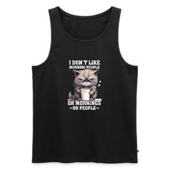 i dont like morning people Cat coffee - Männer Premium Bio Tank Top - Schwarz - Vorne - Michal (187cm)