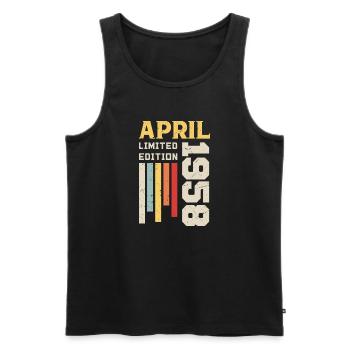 April 1958 - Birthday gift April 1958 April - Men's Premium Organic Tank Top - black - Front - AI Model Male 178 light (178cm)
