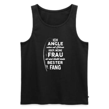 Meine Frau ist mein bester Fang - Männer Premium Bio Tank Top - Schwarz - Vorne - Michal (187cm)