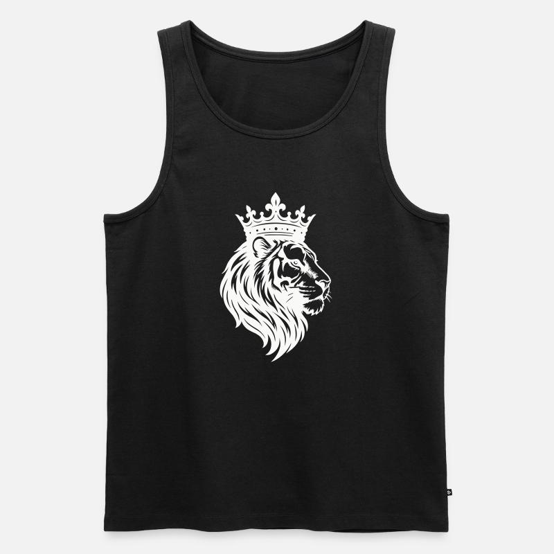 Löwe Krone King - Männer Premium Bio Tank Top - Schwarz