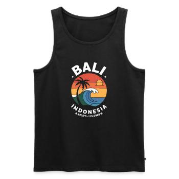 Coordonnées Bali Indonésie - Débardeur bio Premium Homme - noir - Devant - AI Model Male 178 light (178cm)