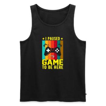 I Paused Game To Be Here - Men's Premium Organic Tank Top - black - Front - AI Model Male 178 light (178cm)