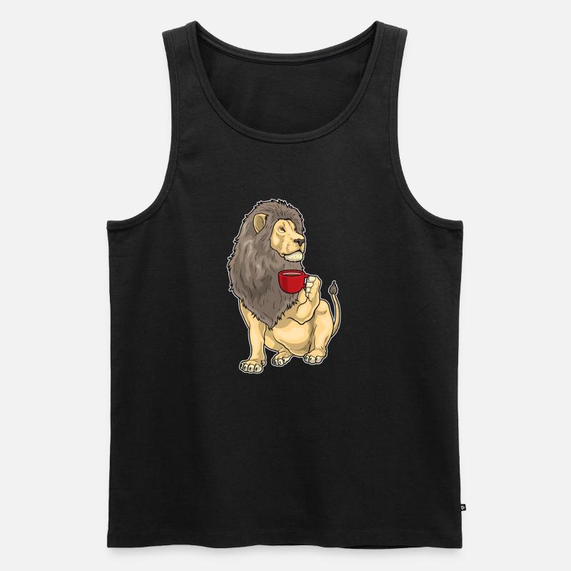 Löwe Kaffee Tasse - Männer Premium Bio Tank Top - Schwarz