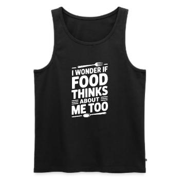 I Wonder If Food Thinks About Me Too - Men's Premium Organic Tank Top - black - Front - AI Model Male 178 light (178cm)