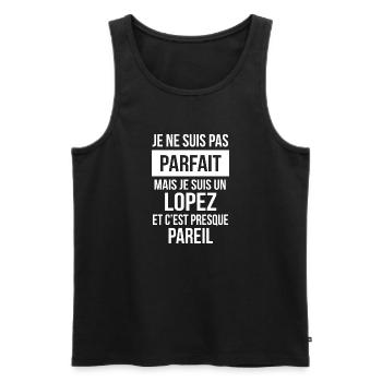 Nom de Famille - LOPEZ - Débardeur bio Premium Homme - noir - Devant - Michal (187cm)