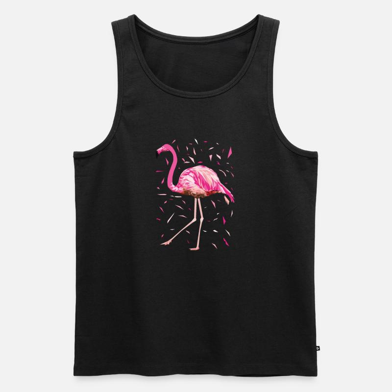 Flamingo Poly Federn pink rosa Vogel Sommer - Männer Premium Bio Tank Top - Schwarz