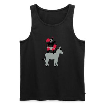 Chien, chat, coq, âne - Débardeur bio Premium Homme - noir - Devant - Michal (187cm)