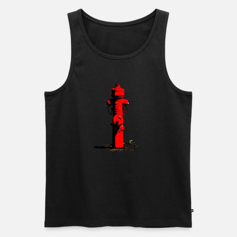Roter Feuerhydrant / Fire Hydrant (DDP) - Männer Premium Bio Tank Top - Schwarz