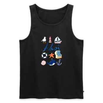 Ahoi maritim Design - Männer Premium Bio Tank Top - Schwarz - Vorne - AI Model Male 178 light (178cm)
