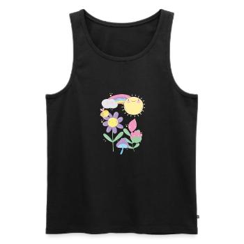 Niedliche Blumen, Pilz, Sonne, Regenbogen & Biene - Männer Premium Bio Tank Top - Schwarz - Vorne - AI Model Male 178 light (178cm)