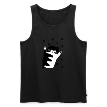 Chat noir et blanc - Débardeur bio Premium Homme - noir - Devant - Michal (187cm)