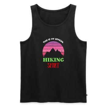 This is my official hiking shirt - Men's Premium Organic Tank Top - black - Front - AI Model Male 178 light (178cm)