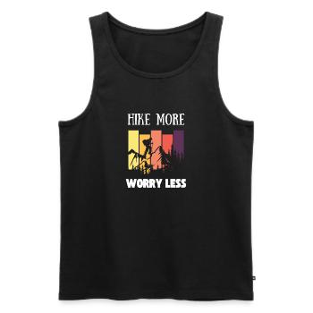 Hike more worry less T-Shirt - Men's Premium Organic Tank Top - black - Front - AI Model Male 178 light (178cm)