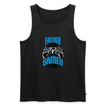 Father by day Gamer - Männer Premium Bio Tank Top - Schwarz - Vorne - AI Model Male 178 light (178cm)