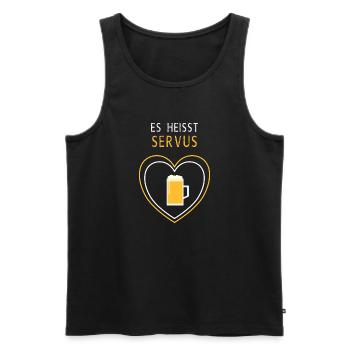 Es heisst Servus Bier - Männer Premium Bio Tank Top - Schwarz - Vorne - Michal (187cm)