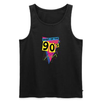 Spirit of the nineties or 90's in neon colors - Men's Premium Organic Tank Top - black - Front - AI Model Male 178 light (178cm)