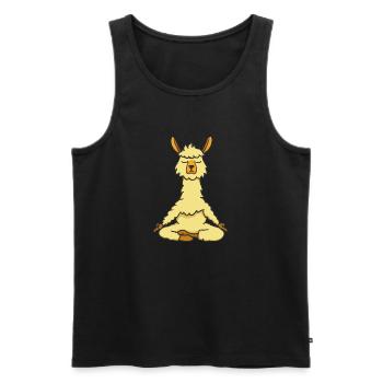 Lama Alpaga Yoga Drôle Idée Cadeau - Débardeur bio Premium Homme - noir - Devant - Michal (187cm)