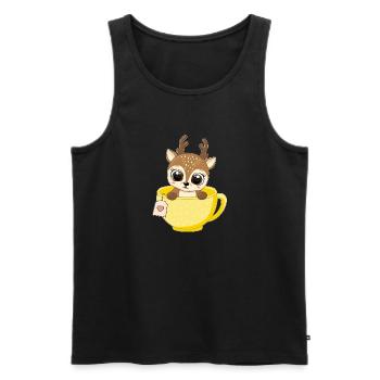 Baby Rentier in Tasse Weihnachten Kind Geschenke - Männer Premium Bio Tank Top - Schwarz - Vorne - Michal (187cm)