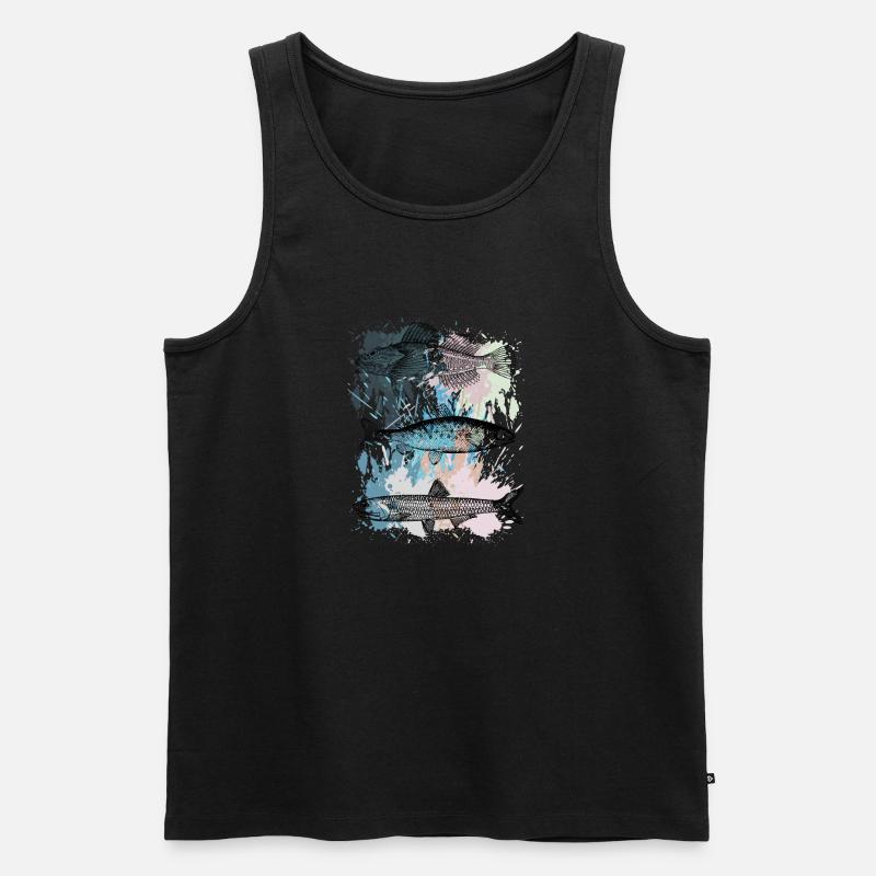 Fisch-Triptychon - Männer Premium Bio Tank Top - Schwarz