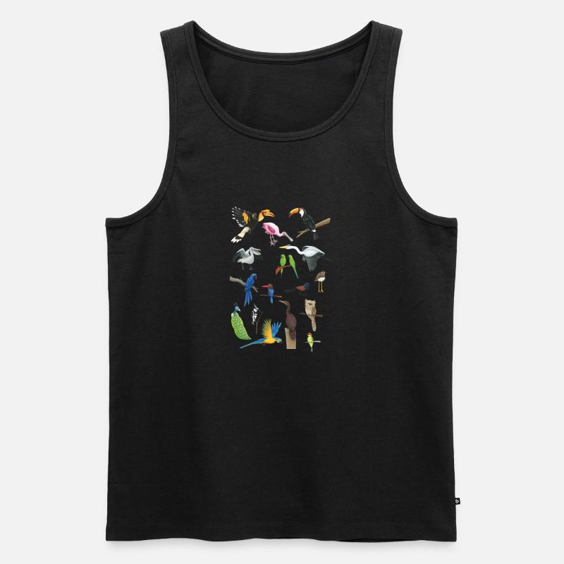 bunte Vögel - Männer Premium Bio Tank Top - Schwarz