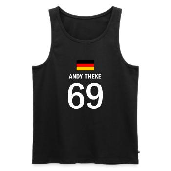 ANDY THEKE - Männer Premium Bio Tank Top - Schwarz - Vorne - Michal (187cm)