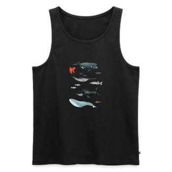 Motifs avec les baleines et les poissons / monde sous-marin - Débardeur bio Premium Homme - noir - Devant - AI Model Male 178 light (178cm)