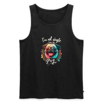 Funny Dog - I am not single I have a dog (pug) - Men's Premium Organic Tank Top - black - Front - Michal (187cm)