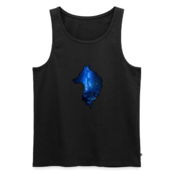 Milchstraße in der schwarzen Kontur des Wolfes - Männer Premium Bio Tank Top - Schwarz - Vorne - AI Model Male 178 light (178cm)