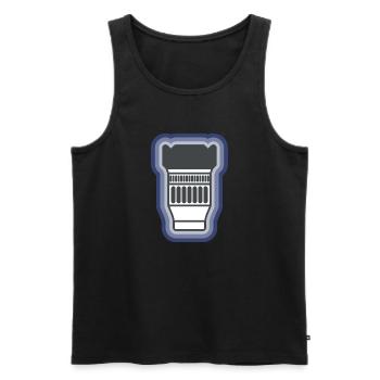 Objectif de caméra - Débardeur bio Premium Homme - noir - Devant - AI Model Male 178 light (178cm)