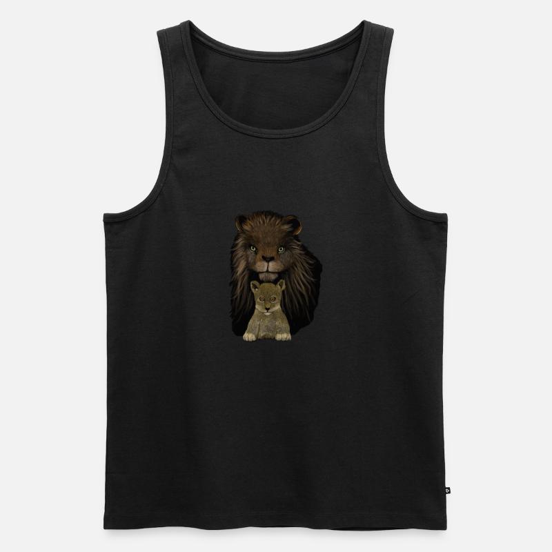 Löwen - Männer Premium Bio Tank Top - Schwarz