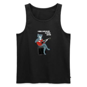 ICH WÜRDE LIEBER GITARRE SPIELEN - CAT - Männer Premium Bio Tank Top - Schwarz - Vorne - Michal (187cm)