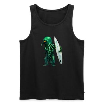 Green surfing octopus, free - Männer Premium Bio Tank Top - Schwarz - Vorne - AI Model Male 178 light (178cm)