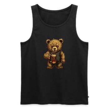 Horror teddy bear with beer glass and evil eye - Men's Premium Organic Tank Top - black - Front - Michal (187cm)