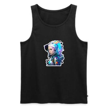 Space woman astronaut milkyway rainbow - Men's Premium Organic Tank Top - black - Front - AI Model Male 178 light (178cm)