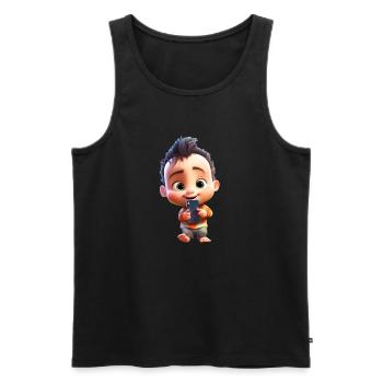 Smartphone Boy - Men's Premium Organic Tank Top - black - Front - AI Model Male 178 light (178cm)
