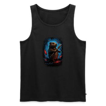 Badgers Beaver Shirt Funny Fun Beaver Tee Shirt - Débardeur bio Premium Homme - noir - Devant - Michal (187cm)