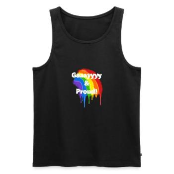 Fröhlich und stolz! LGBTQ-Stolz - Männer Premium Bio Tank Top - Schwarz - Vorne - AI Model Male 178 light (178cm)