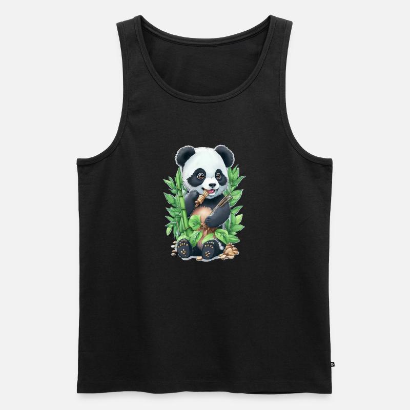 Panda bear eats bamboo - Men's Premium Organic Tank Top - black