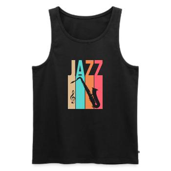 Vintage Jazz - Musique Jazz - Débardeur bio Premium Homme - noir - Devant - AI Model Male 178 light (178cm)