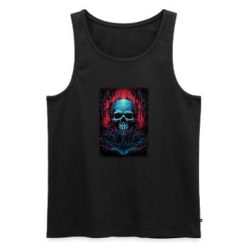 Scary Skateboarding Bday Skull Skeleton Costume - Men's Premium Organic Tank Top - black - Front - AI Model Male 178 light (178cm)