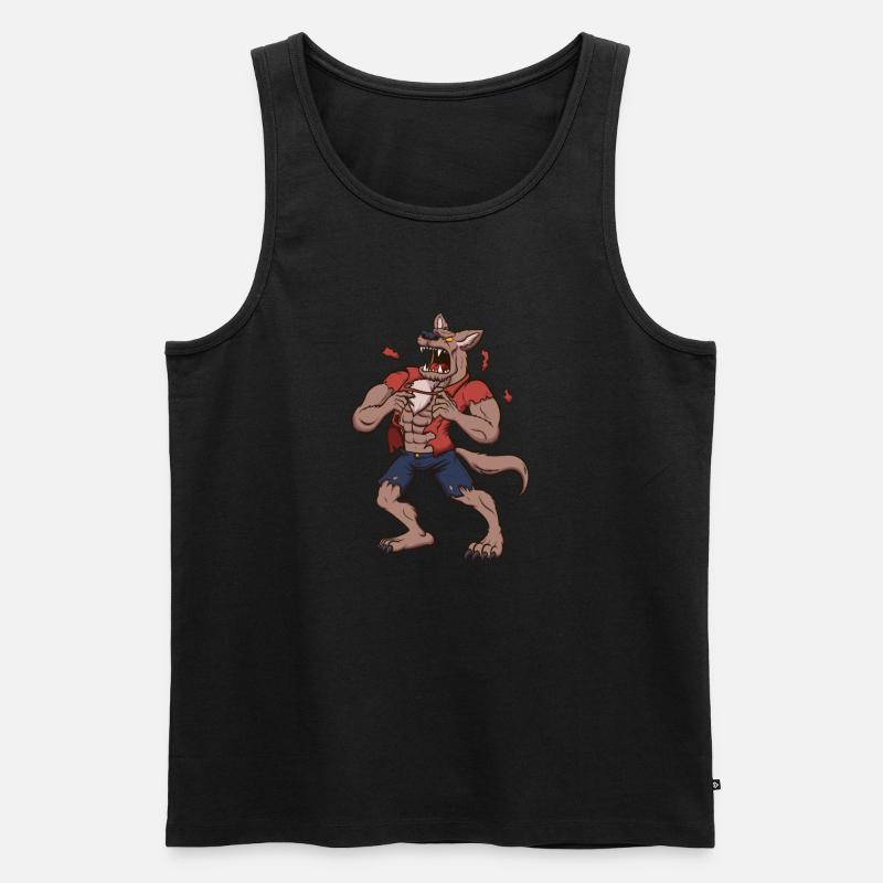 Heulender Werwolf - Männer Premium Bio Tank Top - Schwarz