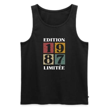 Limited Edition 1987 - 36th Anniversary - Men's Premium Organic Tank Top - black - Front - AI Model Male 178 light (178cm)
