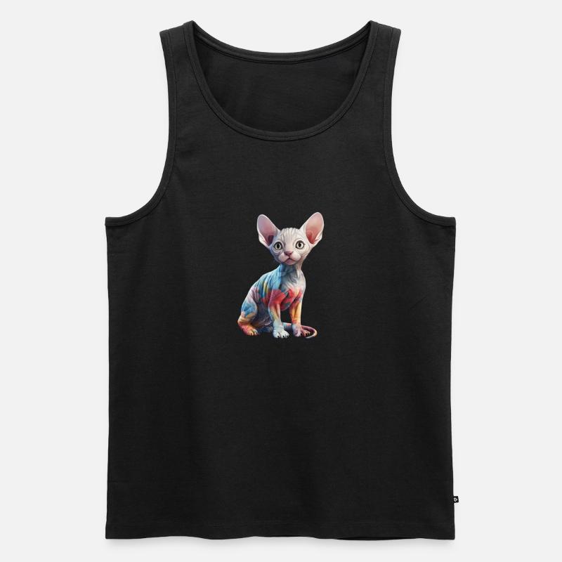 Sphynx Cat Blumen - Männer Premium Bio Tank Top - Schwarz