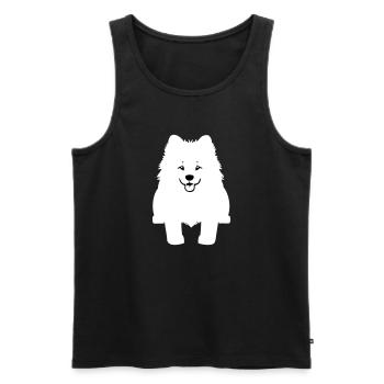 Samojede Hund im Cartoon-Stil - Männer Premium Bio Tank Top - Schwarz - Vorne - AI Model Male 178 light (178cm)