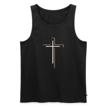 Croix Foi Chrétien Jésus Dieu Résurrection - Débardeur bio Premium Homme - noir - Devant - Michal (187cm)