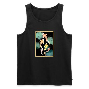 Carpes Koï nuit dorée - Débardeur bio Premium Homme - noir - Devant - AI Model Male 178 light (178cm)