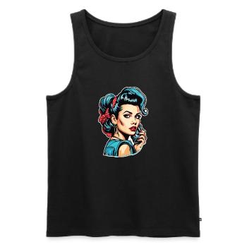 Rockabilly / Pin-up Girl / Girl Power / Années 50 - Débardeur bio Premium Homme - noir - Devant - Michal (187cm)